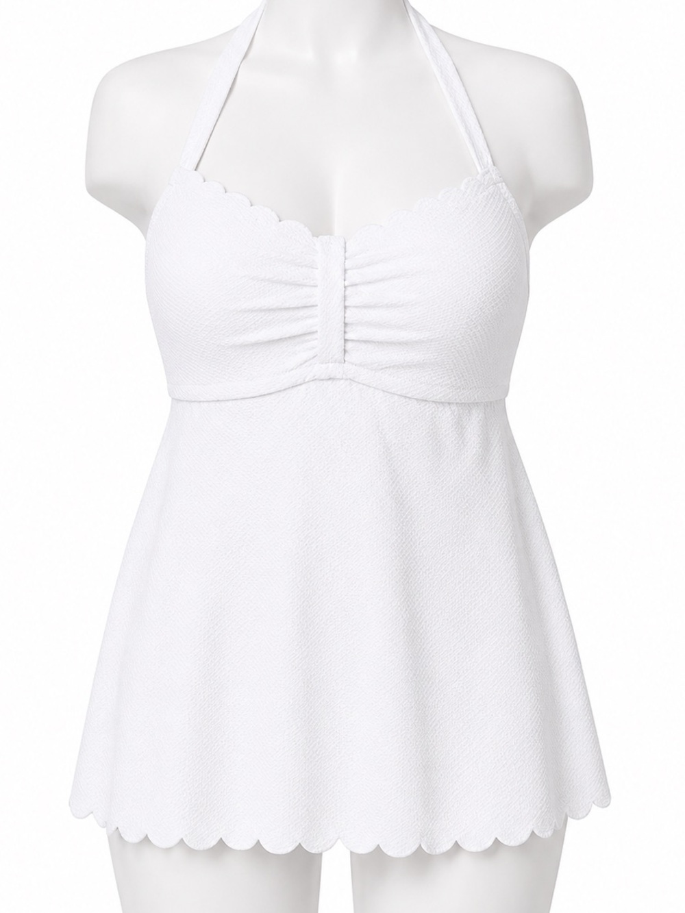 NWT Jessica Simpson Retro White Scalloped swimsuit dress 3X